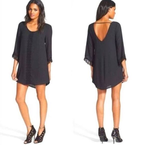 Astr the Label Mini Lace Trim Black Slip Dress Size Small - Picture 1 of 11